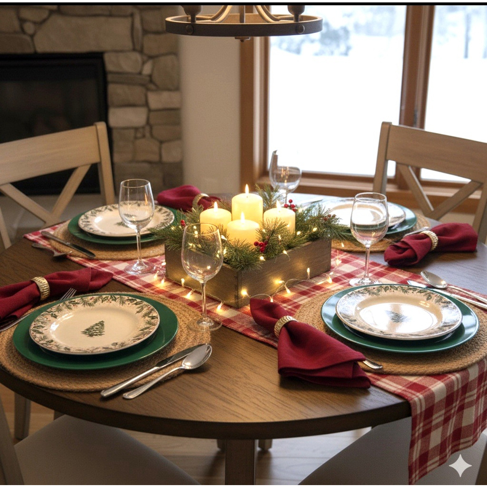 PIER 1 Winter Wonder Ironstone Salad Plates Set 4 Christmas Tree Holly